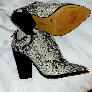 Faux snakeskin booties